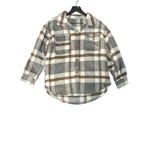 Brown & Grey Plaid Flannel Oversized Button-Up Size Medium
